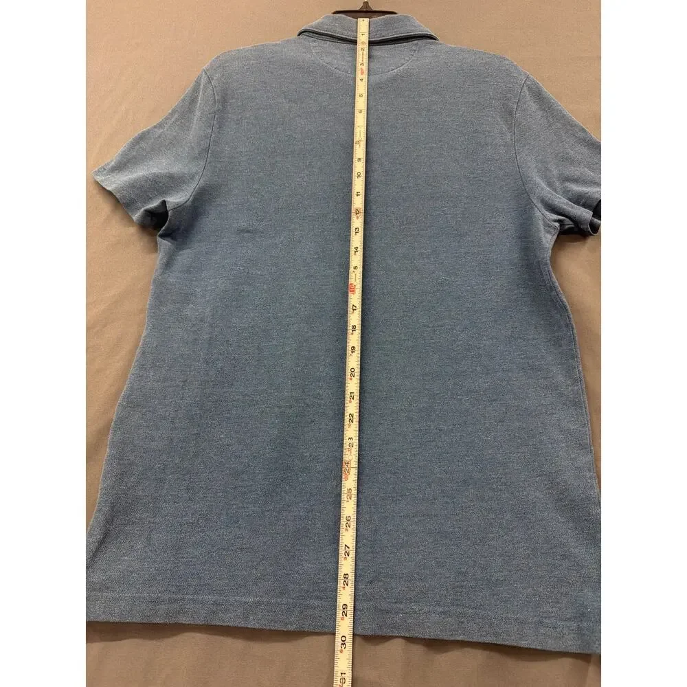 Banana Republic Mens M Performance Pique Polo Shirt Blue Short Sleeve Pocket